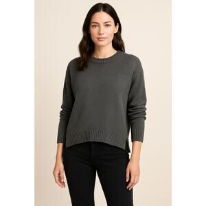 Daily Ritual Charcoal Gray Cotton Crewneck Sweater Small Preppy Classic Basic